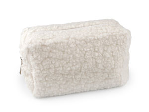 Faux Fur Cosmetic Bag and Glasses Case - Soft Plush Zippered Travel Pouch (19x11 cm)