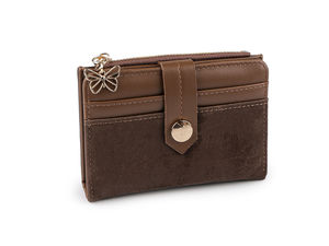 Elegant Compact Wallet with Velvet Accent and Butterfly Pendant - Slim Bi-Fold Clutch Purse for Women