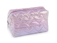 Holographic Quilted Cosmetic Bag and Heart Pouch - Multipurpose Travel Makeup Case and Organizer (18x11 cm)