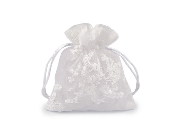 Premium Embroidered Organza Gift Bags with Satin Drawstrings (10x13 cm)