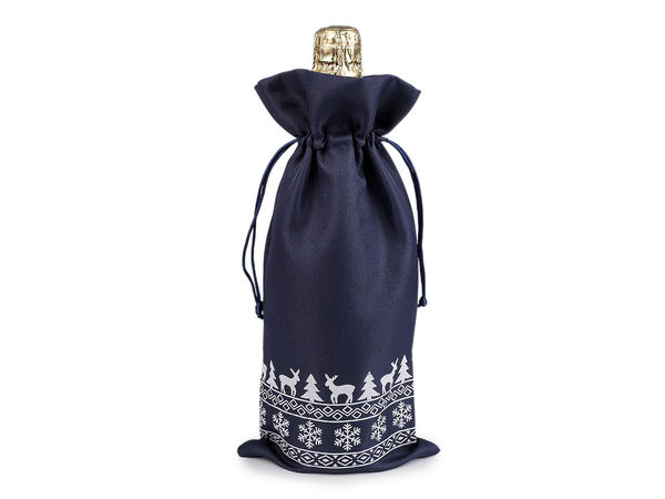 Premium Christmas Drawstring Bottle Gift Bag - Festive Wine & Holiday Gift Wrap (15 x 32 cm)