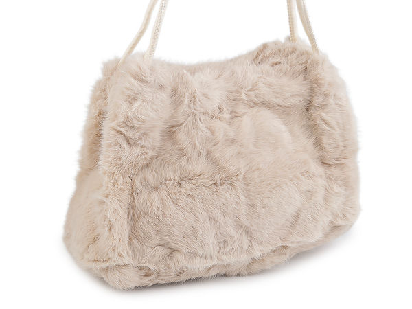 Luxury Faux Fur Handbag with Dual Eco-Leather Handles and Structured Base (28 x 19 cm)