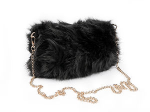 Elegant Faux Fur Crossbody Handbag with Detachable Metal Chain - Premium Shoulder Clutch (24x19 cm)