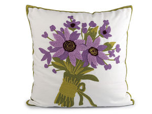 Premium Floral Embroidered Cushion Cover (45x45 cm) – Decorative Pillowcase with Bobbin Lace Detail & Hidden Zipper