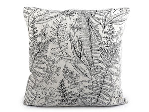 Luxury Chenille and Velvet Throw Pillow Cover - Decorative Fern Botanical Motif Cushion Case (43x43 cm)