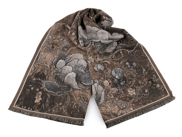Premium Cashmere-Feel Floral Motif Shawl and Scarf Wrap (70x185 cm)