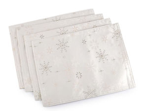 Premium Double-Sided Christmas Fabric Placemat with Shimmering Lurex Accent, Snowflake Motif - 30x40 cm