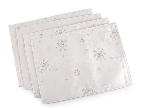 Premium Double-Sided Christmas Fabric Placemat with Shimmering Lurex Accent, Snowflake Motif - 30x40 cm