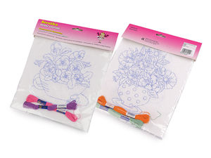 Children's Pre-Printed Embroidery & Cross Stitch Starter Kit (2-Pack Canvas & Yarn) – Creative DIY Craft Set for Kids Ages 6+