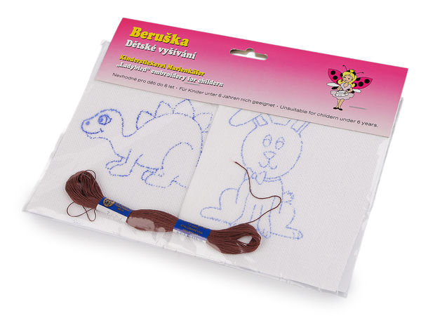 Kids' Pre-Printed Embroidery Starter Kit - 2-Piece Beginner Needlepoint Craft Set