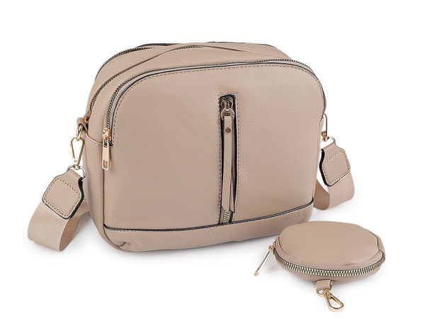 Women's Premium Multi-Pocket Crossbody Handbag with Detachable Round Pouch and Adjustable Strap (25x21 cm)
