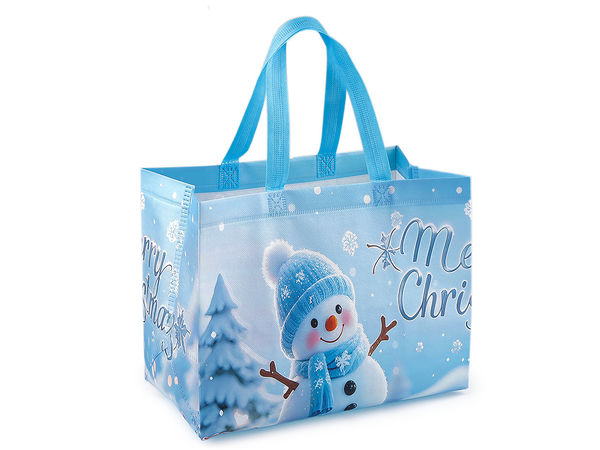 Reusable Christmas Gift & Shopping Tote Bag - Laminated Non-Woven Fabric, 32 x 25 cm