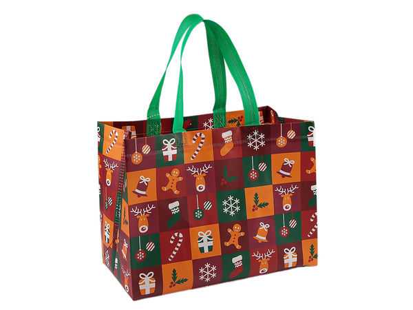 Reusable Christmas Gift & Shopping Tote Bag - Laminated Non-Woven Fabric, 32 x 25 cm