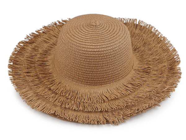 Women's DIY Straw Summer Beach Hat with Fringes – Customizable Wide-Brim Sun Hat for Crafts, Boho Styling & Home Decor
