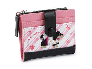 Embroidered Dachshund Compact Wallet with Bone Pendant Zipper - Slim Multi-Slot Card & Coin Purse (9x11 cm)
