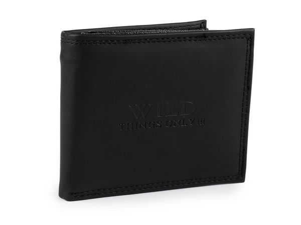 Men's Embossed Motif Bi-Fold Wallet in Classic Black - Slim Organizer with Snap Coin Purse & Zippered Banknote Compartment, 10.5 x 12 cm