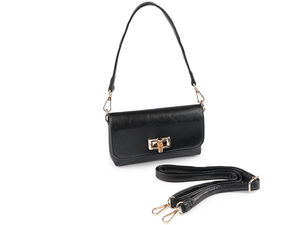 Elegant Vegan Leather Small Crossbody Bag with Wooden Clasp and Convertible Strap (12x18 cm)