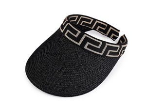 Women's Metallic Lurex Paper Straw Sun Visor - Elastic Headband Summer Hat