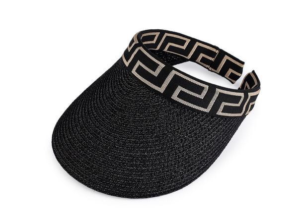 Women's Metallic Lurex Paper Straw Sun Visor - Elastic Headband Summer Hat