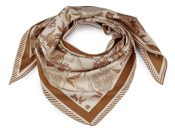 Elegant Floral Print Satin Triangle Scarf - Premium Flower Pattern Shawl & Hair Wrap (65x135 cm)