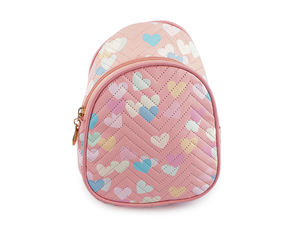 Girls' Heart Motif Crossbody Backpack – Adjustable Mini Shoulder Bag (16 x 21 cm)