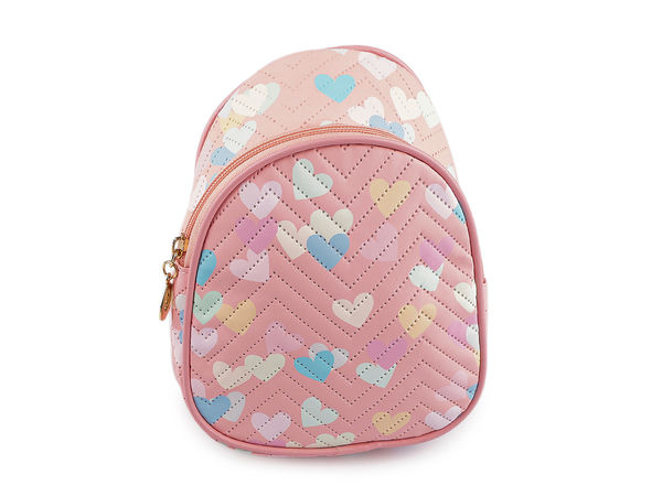 Girls' Heart Motif Crossbody Backpack – Adjustable Mini Shoulder Bag (16 x 21 cm)