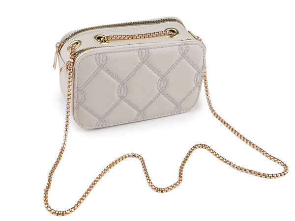 Women's Quilted Convertible Crossbody Bag - Elegant Compact Shoulder Bag and Clutch with Adjustable Chain Strap
