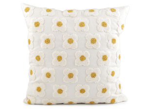 3D Floral Bouclé Embroidered Cushion Cover - Premium Decorative Cotton Pillowcase (43x43 cm)