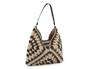Handcrafted Crochet Paper Straw Tote Bag - Spacious Summer Beach Shoulder Purse (40x40 cm)