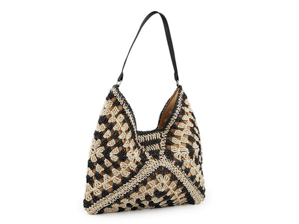 Handcrafted Crochet Paper Straw Tote Bag - Spacious Summer Beach Shoulder Purse (40x40 cm)
