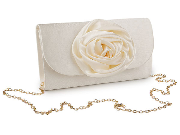 Elegant Floral Satin Clutch Bag with Detachable Chain Strap - Premium Evening Purse for Formal Events