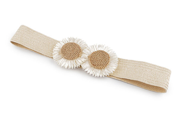 Women's Elastic Flower Belt - Elegant 4.8 cm Wide Stretch Waist Cinch Belt