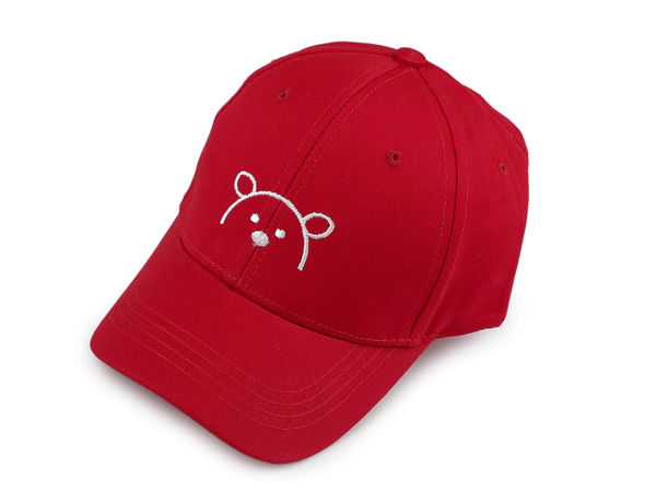 Kids' Embroidered Cotton Cap - Cute Bear & Smiley Face Designs