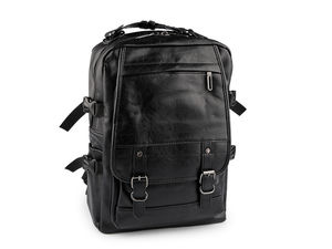 Premium Black Eco-Leather Backpack - Sleek Travel & Commuter Daypack