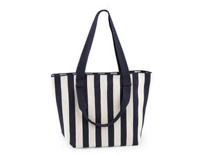 Large Striped Knit Tote Bag with Zipper - Spacious Shoulder Handbag for Beach, Shopping, and Travel