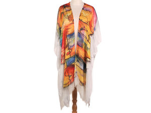 Versatile Patterned Beach Kimono Cover-Up - Premium Lightweight Swimwear Shawl and Scarf