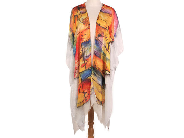 Versatile Patterned Beach Kimono Cover-Up - Premium Lightweight Swimwear Shawl and Scarf