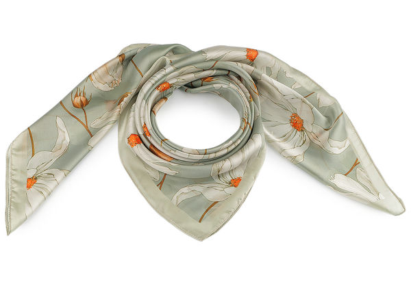 Elegant Floral Satin Scarf 85x85 cm - Lightweight Square Neck Scarf & Shawl for Women