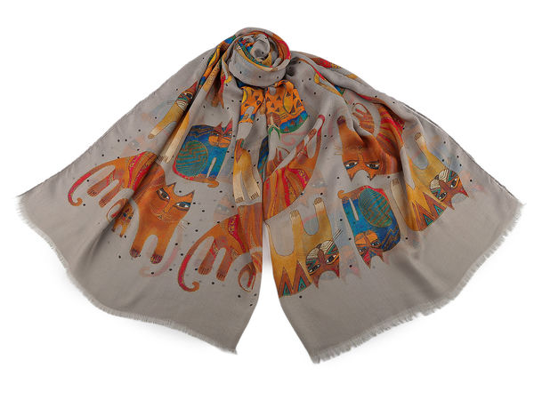 Premium Cat Print Summer Scarf & Shawl - Lightweight Fashion Wrap (85 x 175 cm)