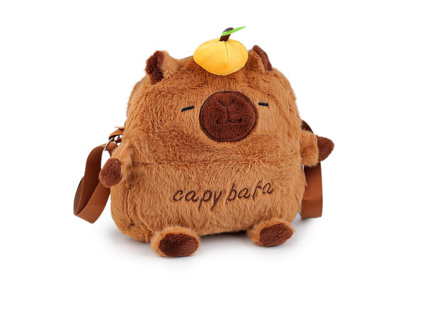 Kids Capybara Plush Crossbody Bag & Backpack - Soft Stuffed Animal Shoulder Purse for Children