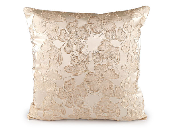 Embroidered Floral Cushion Cover 44 x 44 cm - Decorative Pillowcase