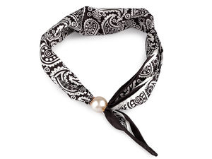 Women's Premium Satin Scarf with Pearl Magnetic Closure - Formal Neck Wrap & Fashion Shawl