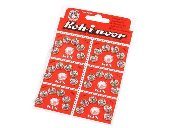 Premium Sew-On Metal Snap Fasteners (Size 1 & Size 2) | Durable Two-Part Press Studs for Garments & Haberdashery | 6 Pieces per Card
