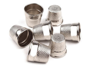 Premium Metal Sewing Thimble Set - Assorted Multi-Size Finger Protectors for Hand Sewing, Nickel Finish (4-Piece Pack)