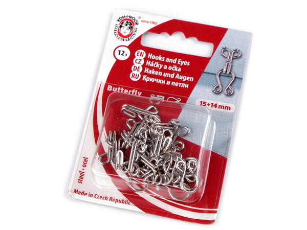 Premium Sew-On Metal Hook and Eye Closures for Clothing, Multi-Size Fasteners (Sizes 1, 3, 4, 6) - Quality Czech Craftsmanship