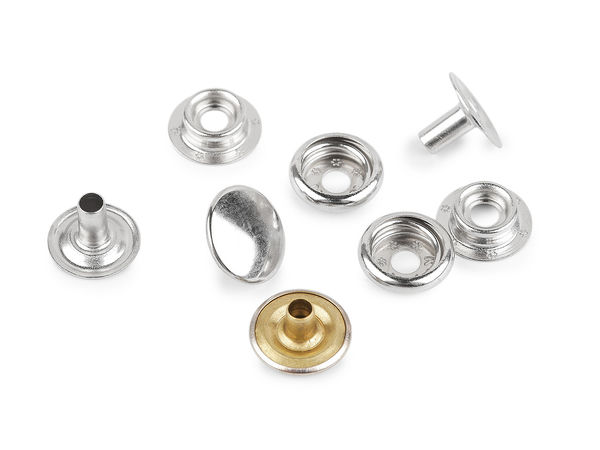 Premium Nickel Metal Press Stud Snap Fasteners, Ø15mm Heavy-Duty Snaps for 3-5mm Thick Fabrics, Leather, and Canvas - 4-Piece Set