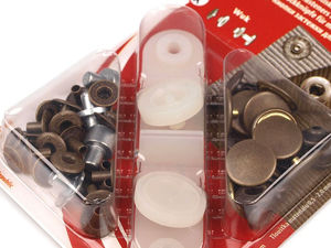 Wuk Premium 15mm Press Studs & Snap Fasteners Kit with Mini Riveting Press | For Medium-Thick Fabrics (0.5-1.5mm)