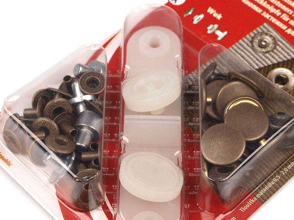 Wuk Premium 15mm Press Studs & Snap Fasteners Kit with Mini Riveting Press | For Medium-Thick Fabrics (0.5-1.5mm)