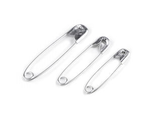 Premium Nickel Safety Pins, Assorted Mixed Sizes (25mm, 30mm, 35mm) – 12-Pack for Sewing, Crafting, and Haberdashery