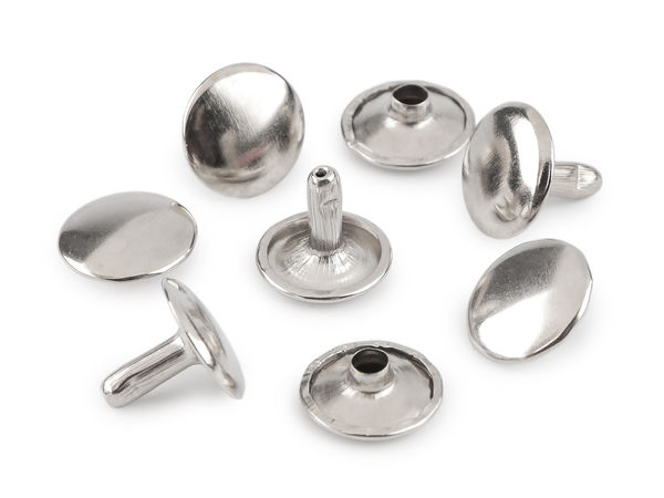 12mm Double-Sided Hollow Metal Rivets for Leathercraft and Handbag Making, Nickel Finish